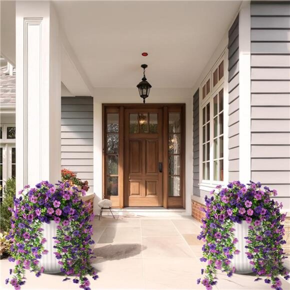 Artificial Hanging Flowers for Outdoors, 2 Pcs Fake Hanging Plant Spring Summer - Picture 5 of 7